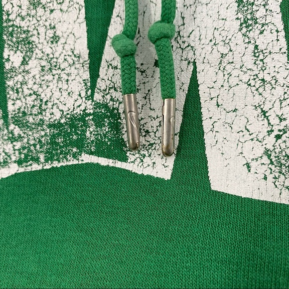 Nike Sweater Adult L Pullover Green Swoosh Spell Out Hoodie Sweatshirt Mens - Picture 5 of 13